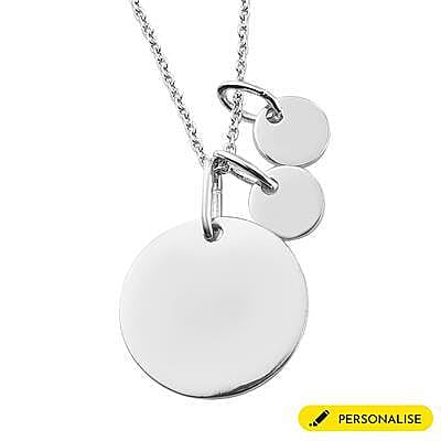 Personalised Engravable 3 Disc Charm Necklace in Silver