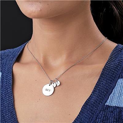 Personalised Engravable 3 Disc Charm Necklace in Silver