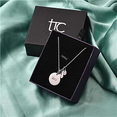 Personalised Engravable 3 Disc Charm Necklace in Silver