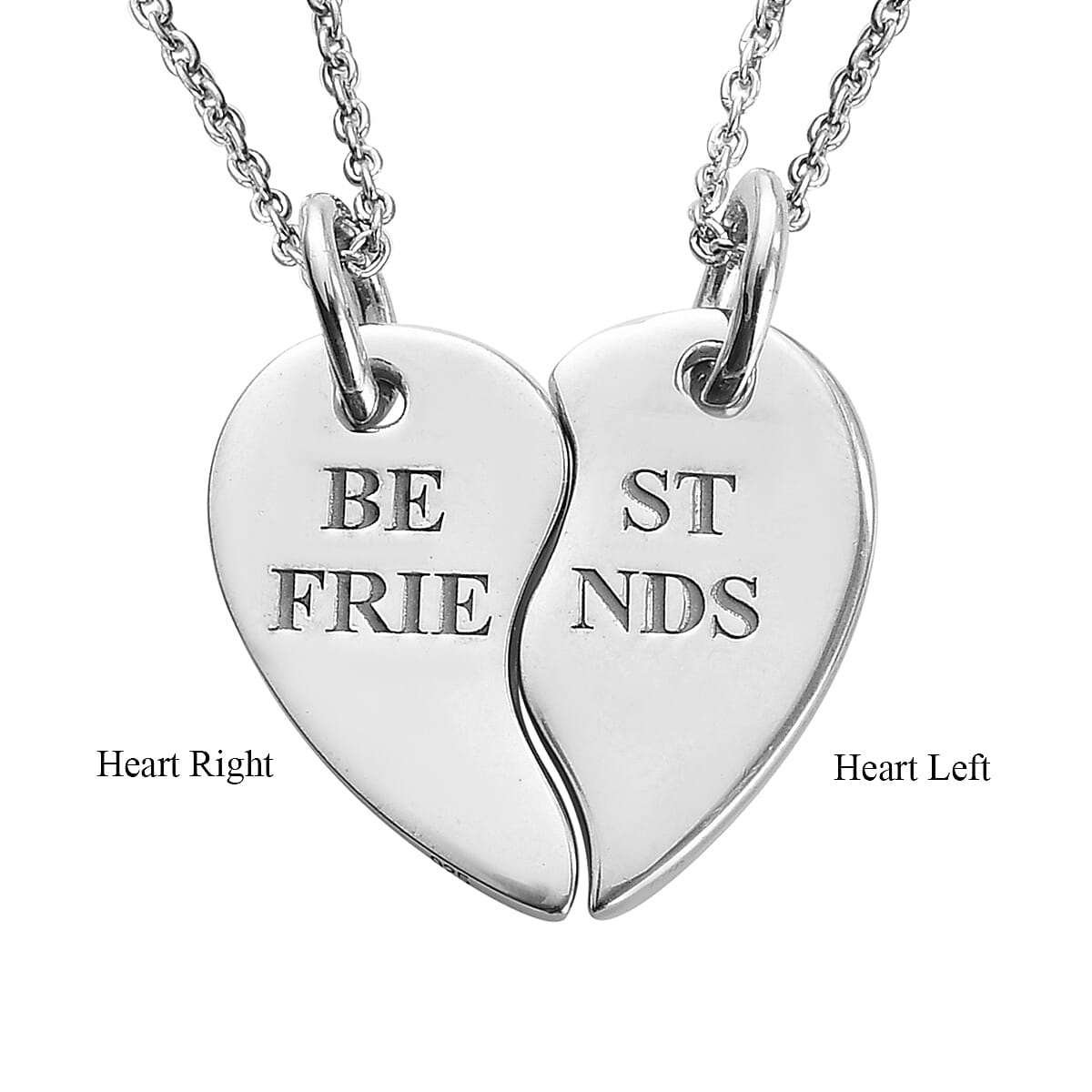 Personalised Engravable Split Heart 2 Chain Neclace in Silver, Size 18 Inch