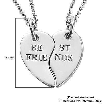 Personalised Engravable Split Heart 2 Chain Neclace in Silver, Size 18 Inch