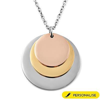 Personalised Engravable 3 Tier Disc Necklace in Three Tone
