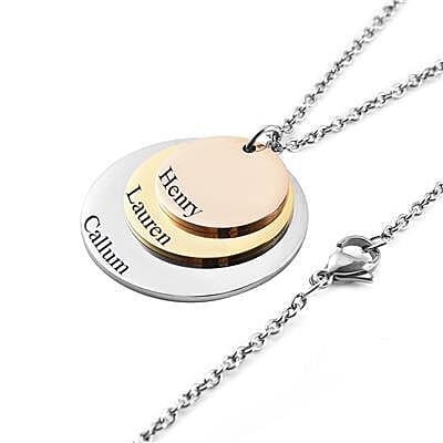 Personalised Engravable 3 Tier Disc Necklace in Three Tone