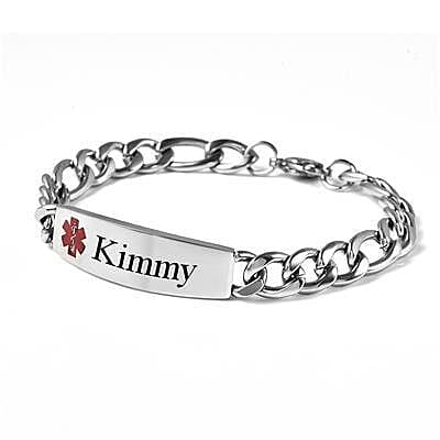 Personalised Engravable Medical Alert Bracelet, Size 7.5"in silver tone