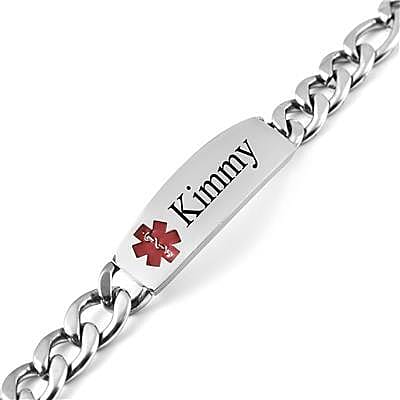 Personalised Engravable Medical Alert Bracelet, Size 7.5"in silver tone