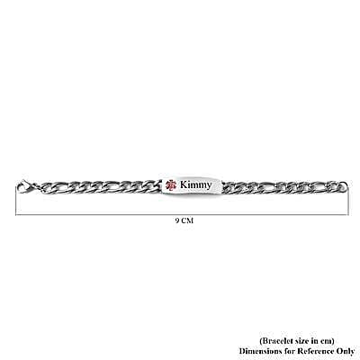 Personalised Engravable Medical Alert Bracelet, Size 7.5"in silver tone