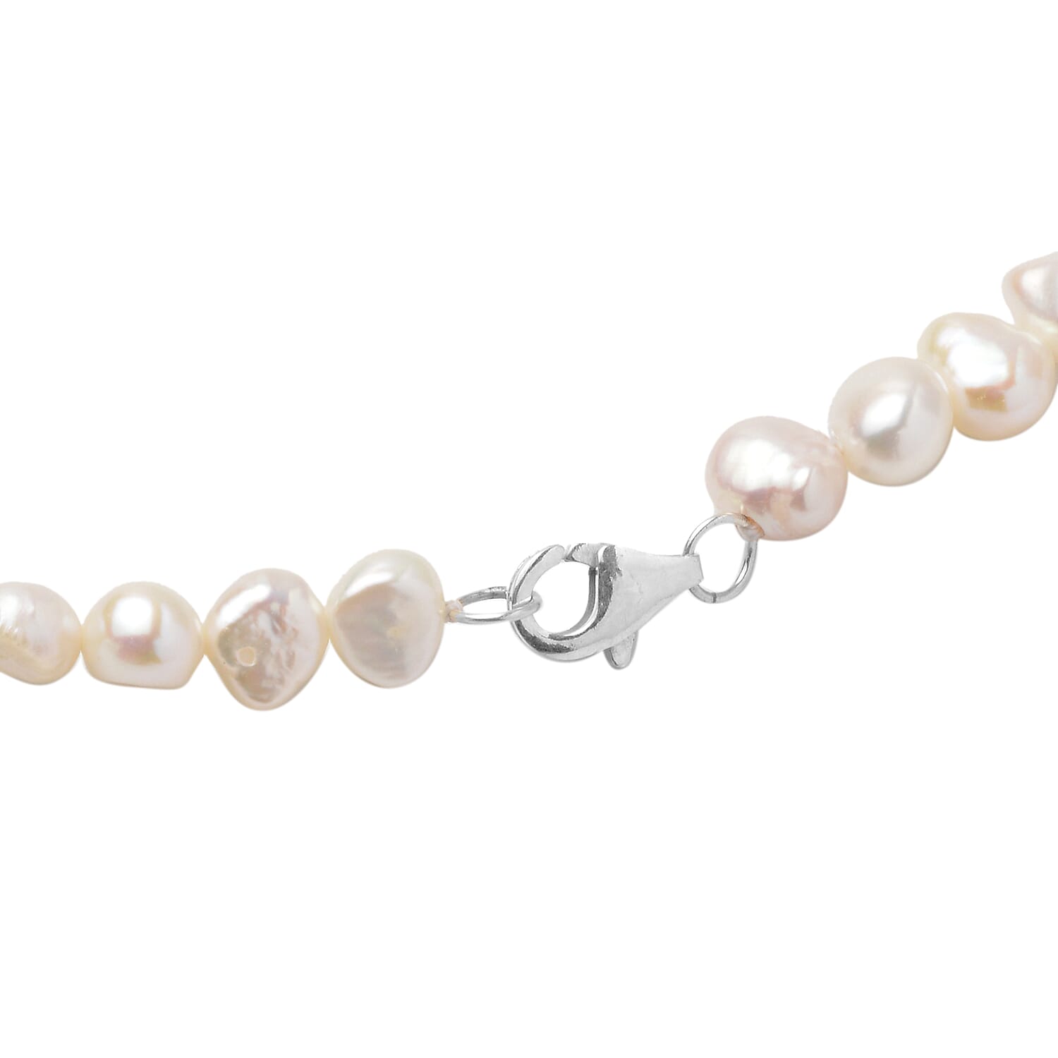 Personalised Engravable Fresh Water Pearl and Heart Charm Necklace, Size 20" in Silver