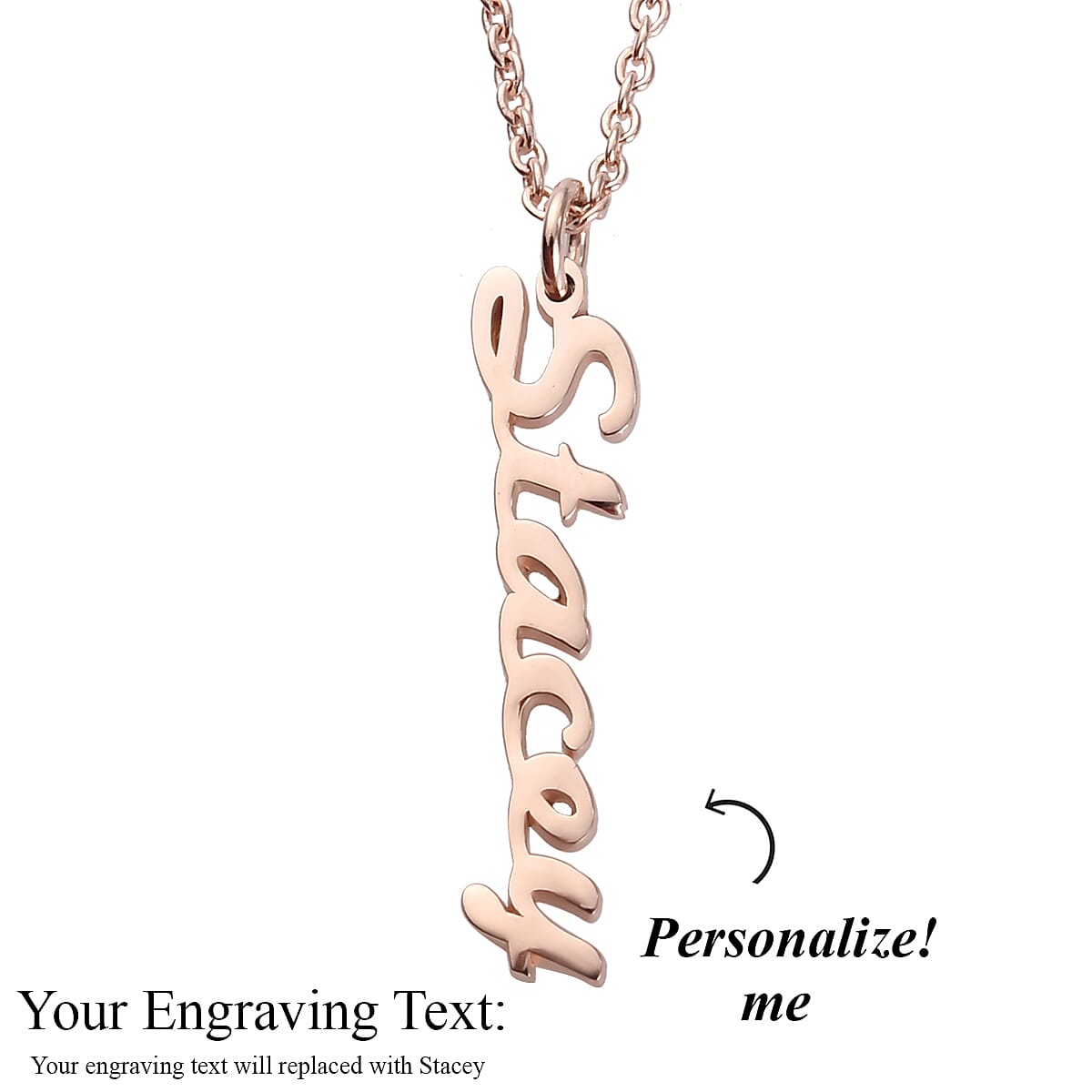 Personalised Vertical Name Pendant With 20 Inch  Chain