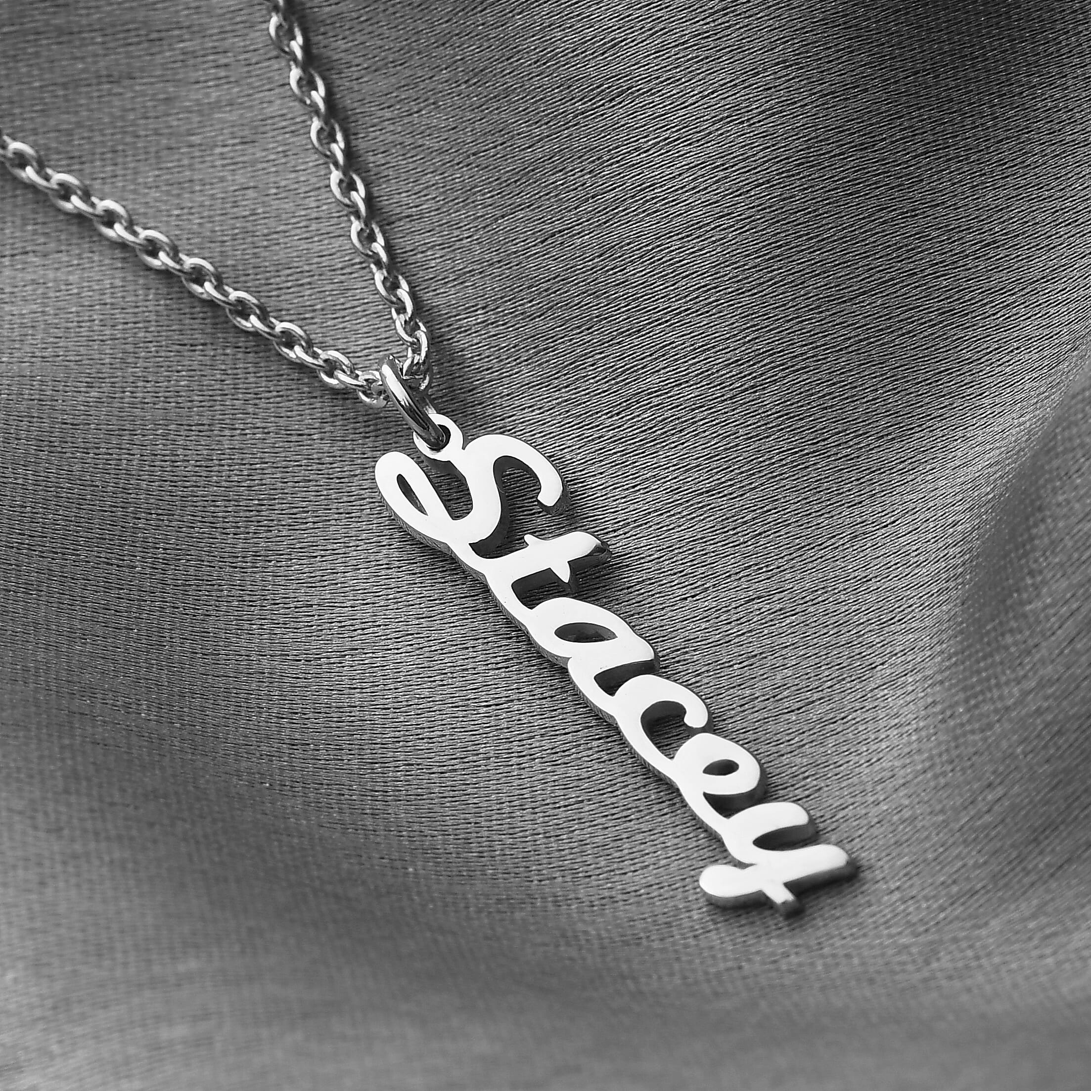 Personalised Vertical Name Pendant With 20 Inch  Chain