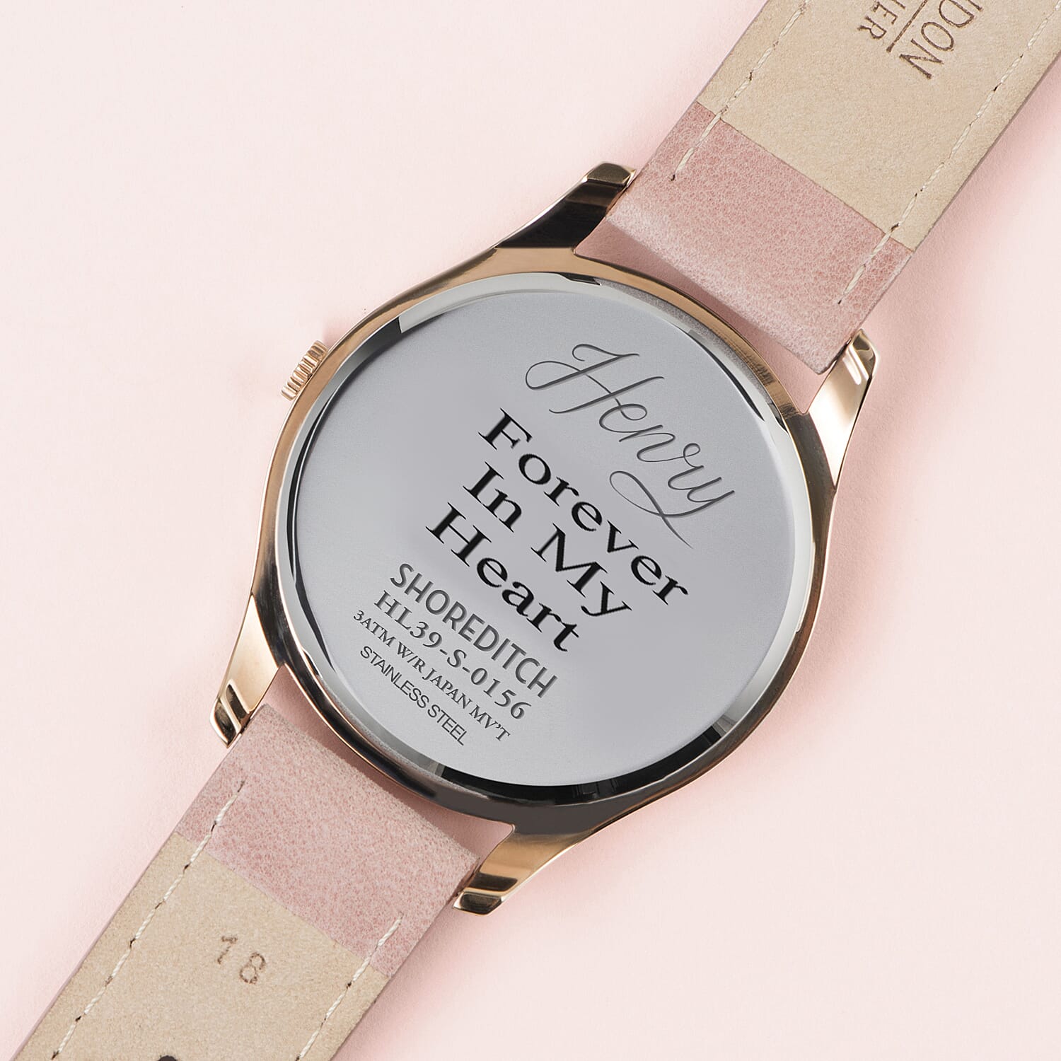 Personalised Engravable Henry London Shoreditch Ladies Nude Leather Strap Watch