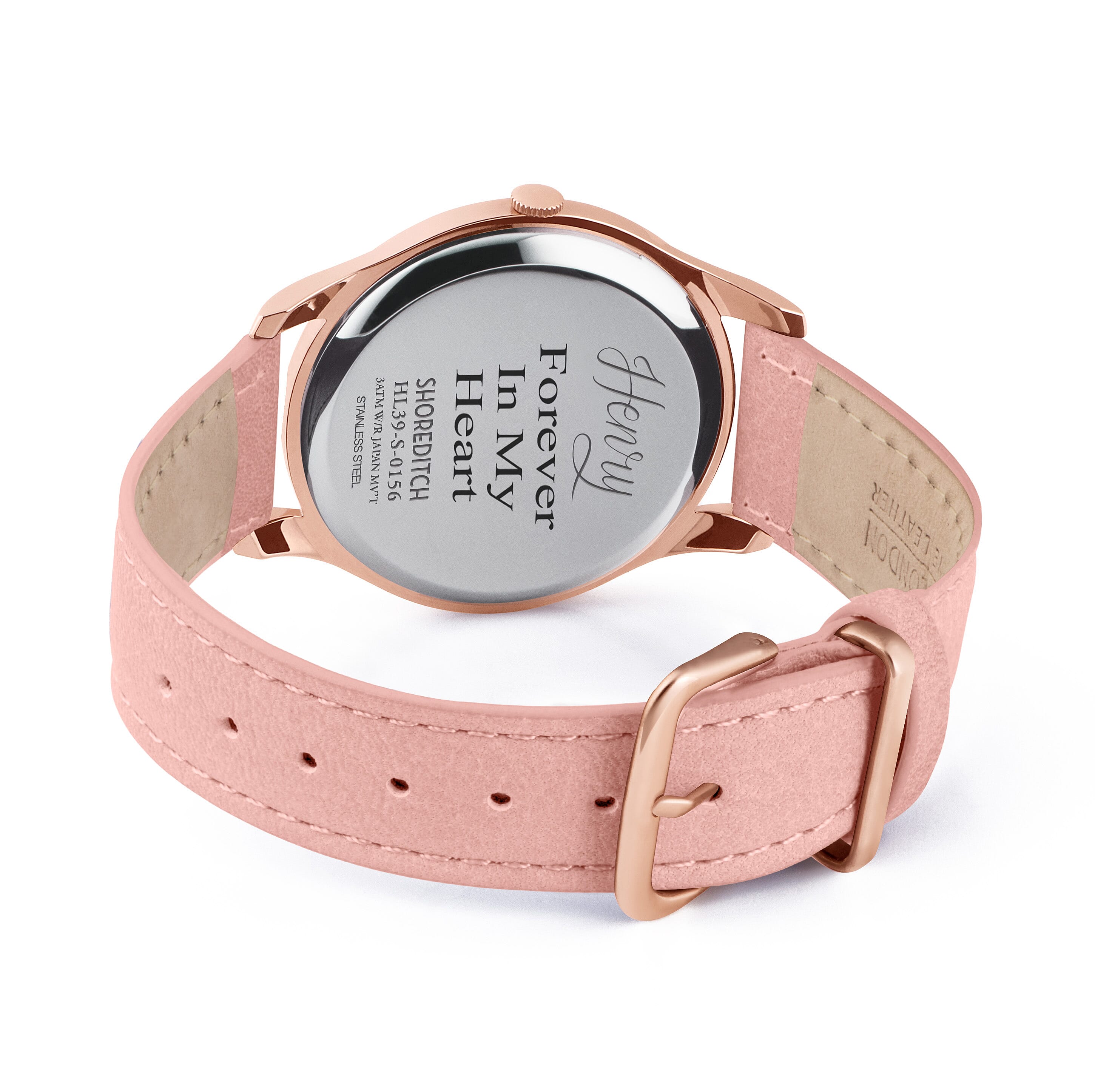 Personalised Engravable Henry London Shoreditch Ladies Nude Leather Strap Watch