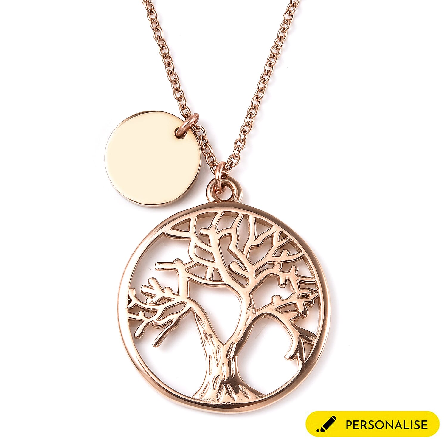 Personalised Tree of Life Necklace with 20 Inch Chain in Stainless Steel