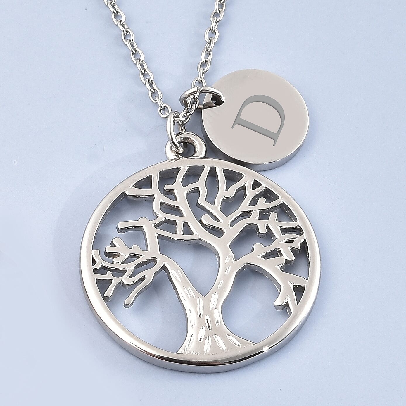 Personalised Tree of Life Necklace with 20 Inch Chain in Stainless Steel