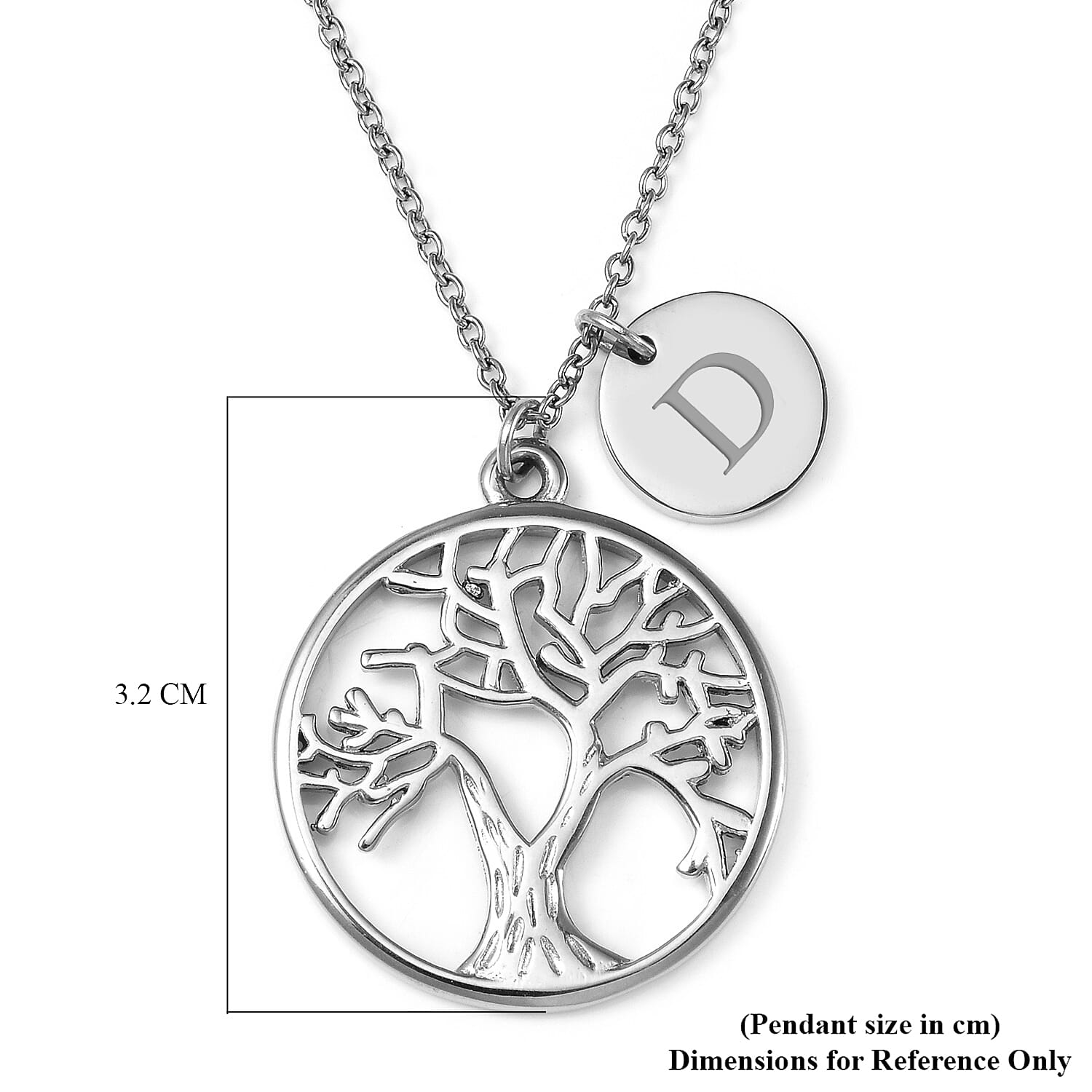 Personalised Tree of Life Necklace with 20 Inch Chain in Stainless Steel