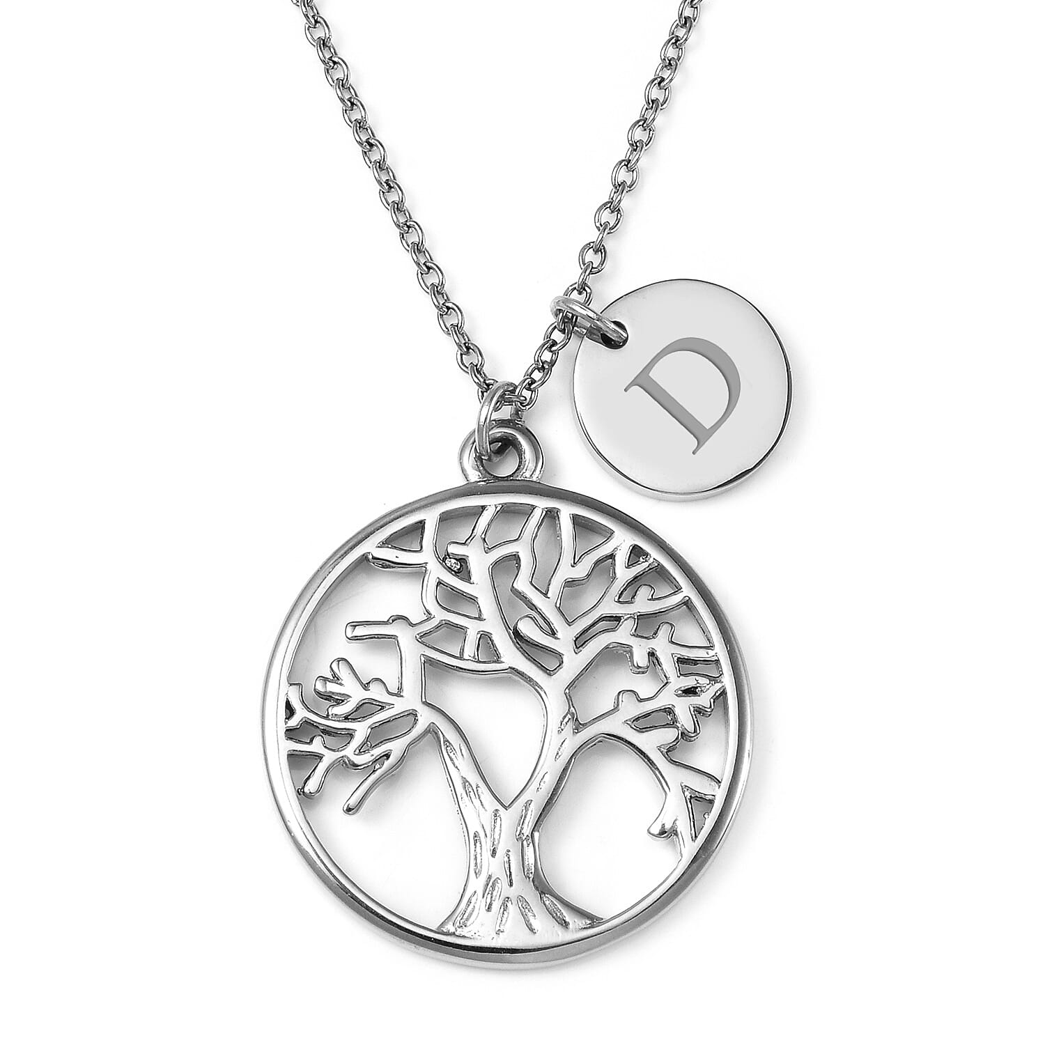Personalised Tree of Life Necklace with 20 Inch Chain in Stainless Steel