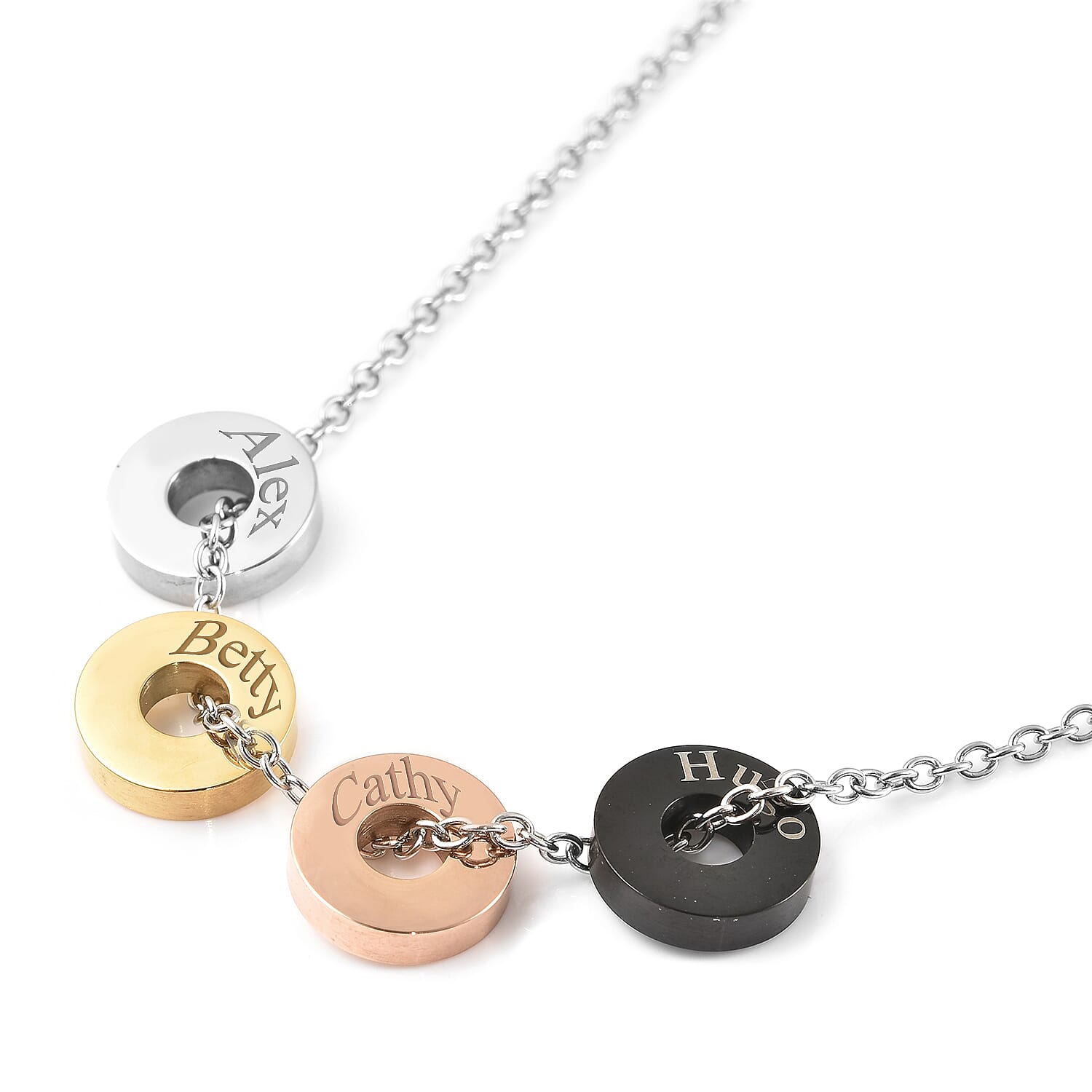 Personalised Engravable 4 Polo Charm Necklace with 20 Inch Chain In Stainless Steel
