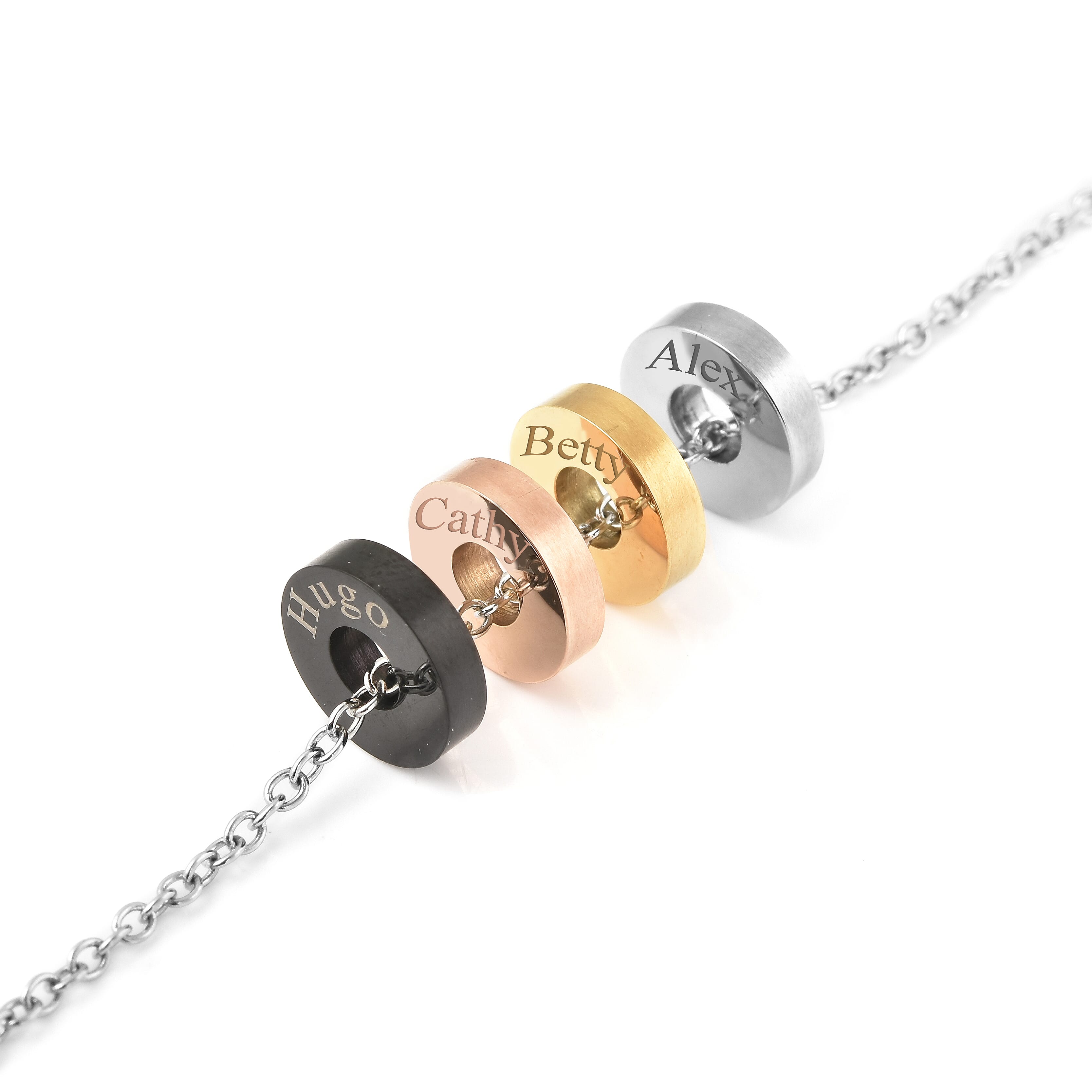 Personalised Engravable 4 Polo Charm Necklace with 20 Inch Chain In Stainless Steel