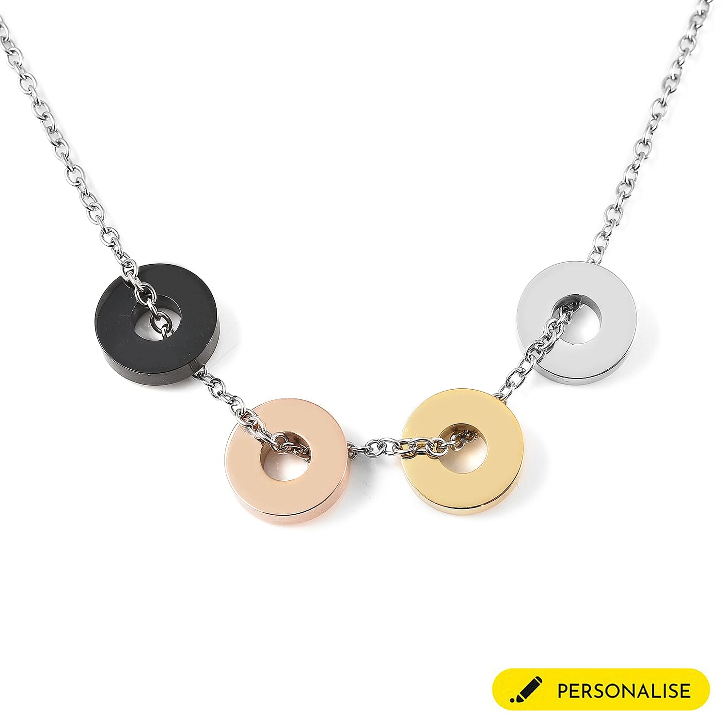 Personalised Engravable 4 Polo Charm Necklace with 20 Inch Chain In Stainless Steel