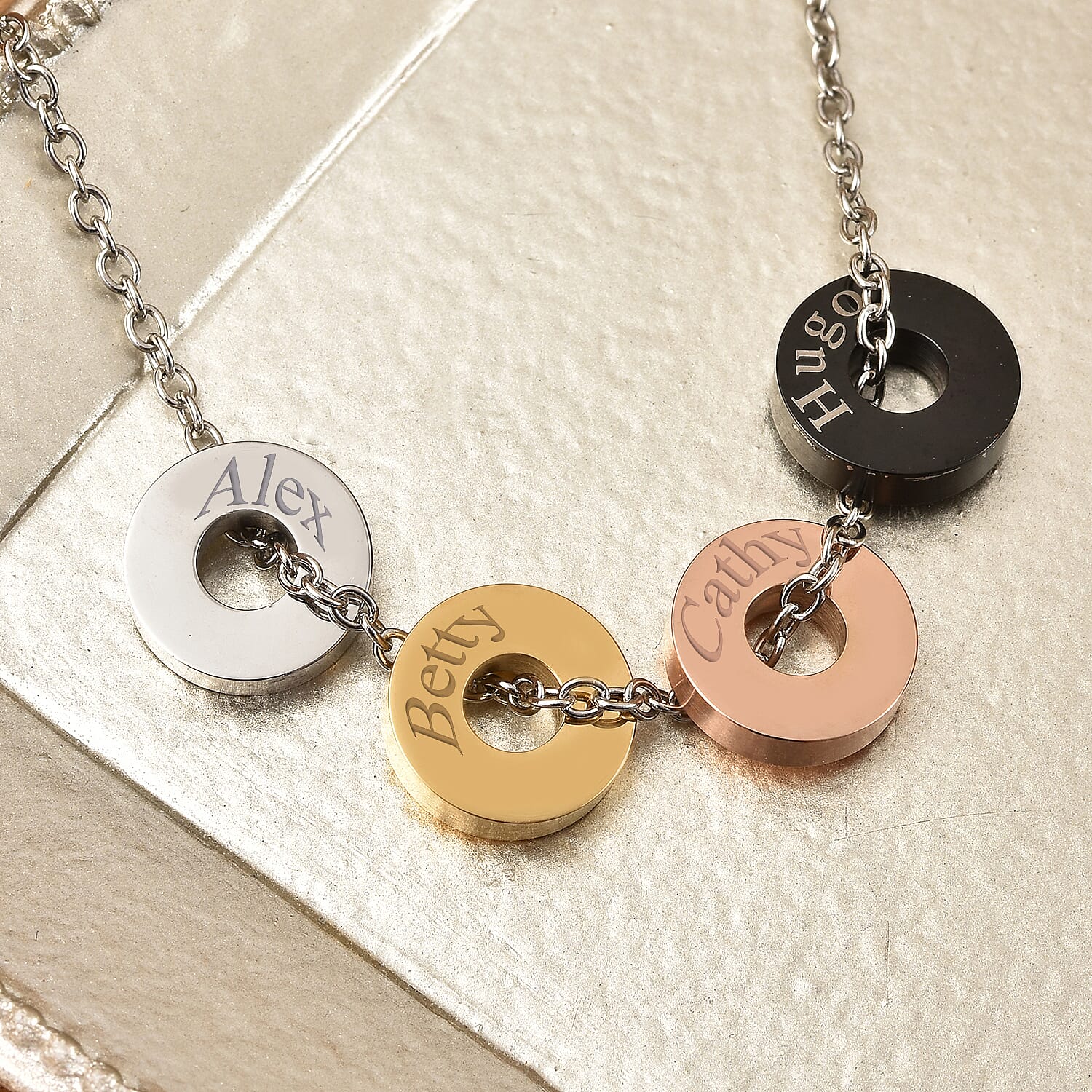 Personalised Engravable 4 Polo Charm Necklace with 20 Inch Chain In Stainless Steel