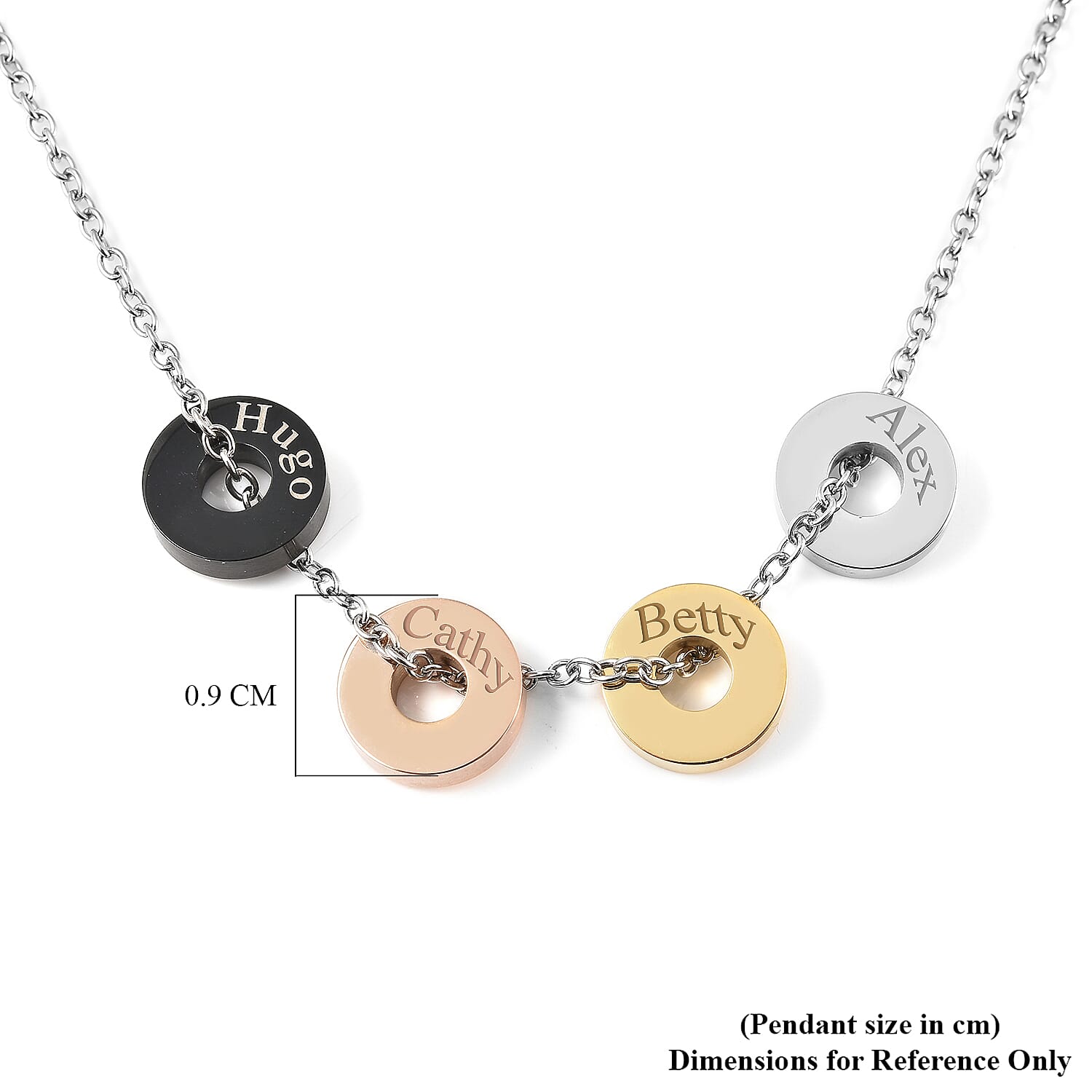 Personalised Engravable 4 Polo Charm Necklace with 20 Inch Chain In Stainless Steel