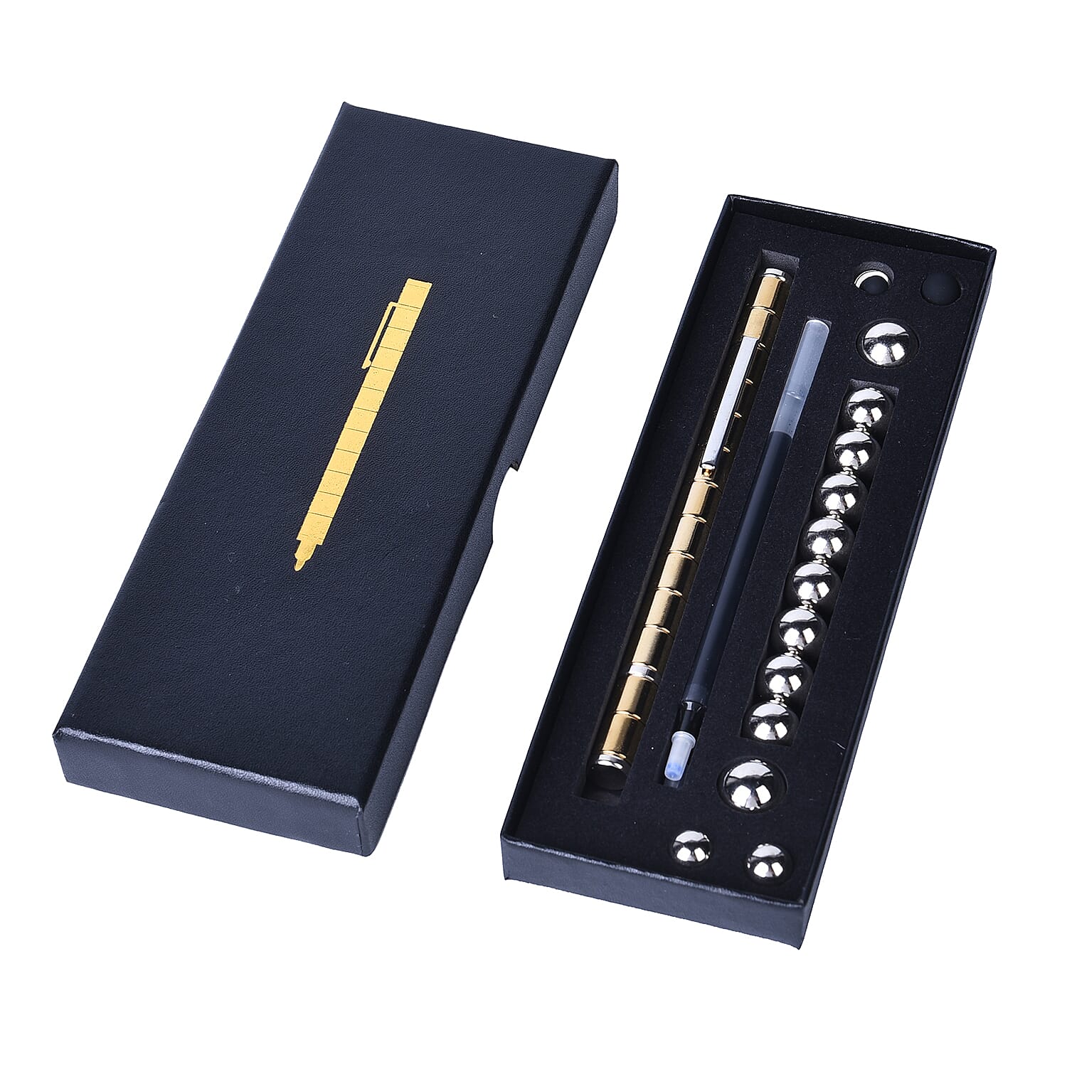 Personalised Engravable Decompression Magnetic Metal Ball Pen in a Gift Box - Gold