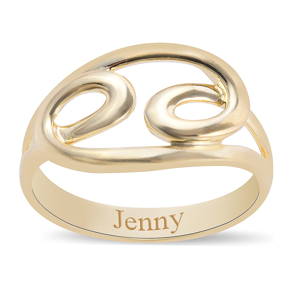 Personalised Engravable Yin and Yang Inspired Ring in 9K Yellow Gold