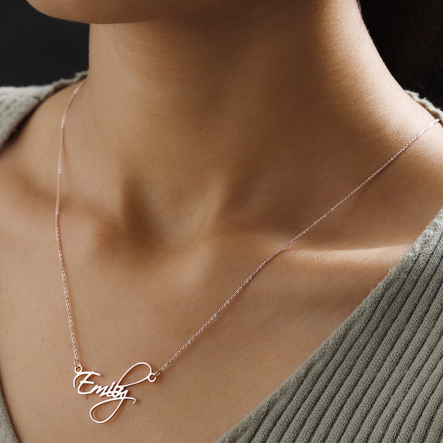 Personalised Name Necklace in Silver, Size 18-2 Inches, Font-Scriptina Pro