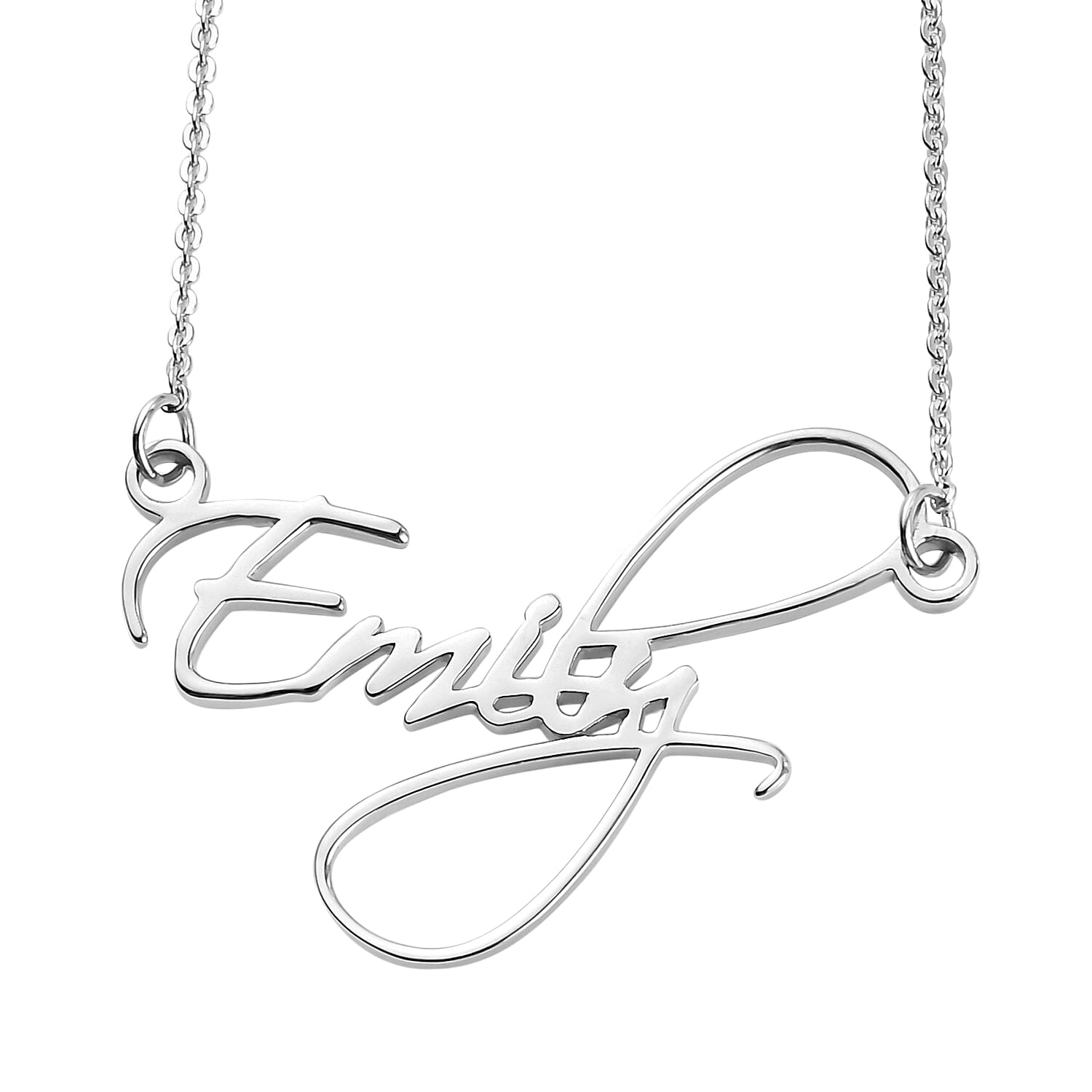 Personalised Name Necklace in Silver, Size 18-2 Inches, Font-Scriptina Pro