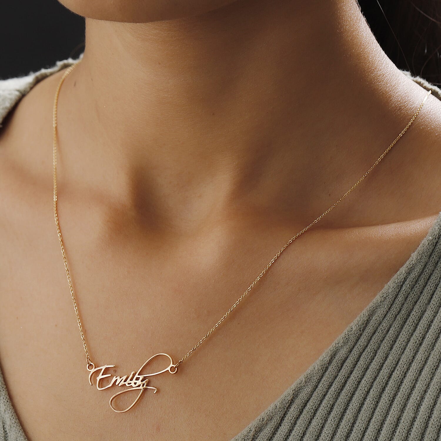 Personalised Name Necklace in Brass, Size 18+2 Inches, Font-Scriptina Pro