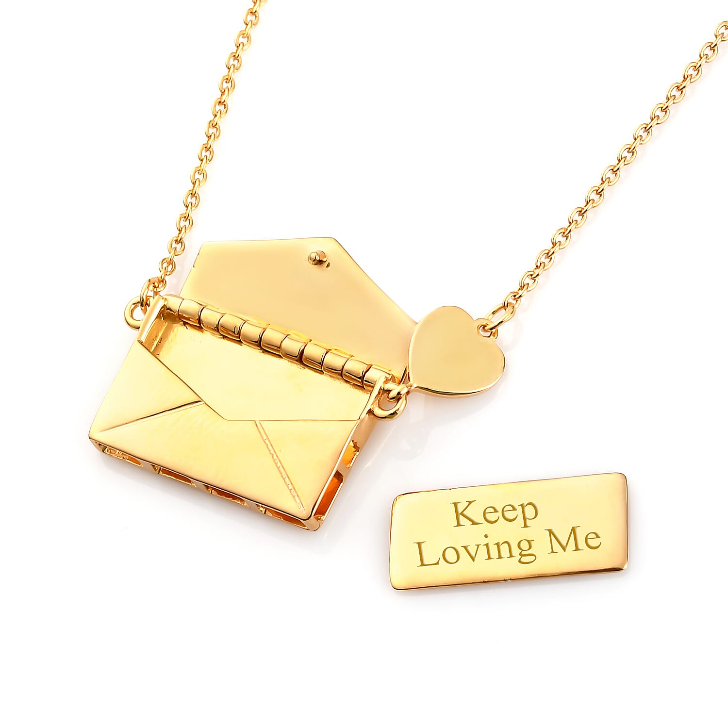 Personalised Secret Message Envelope Necklace with Heart, Size 20-Inch