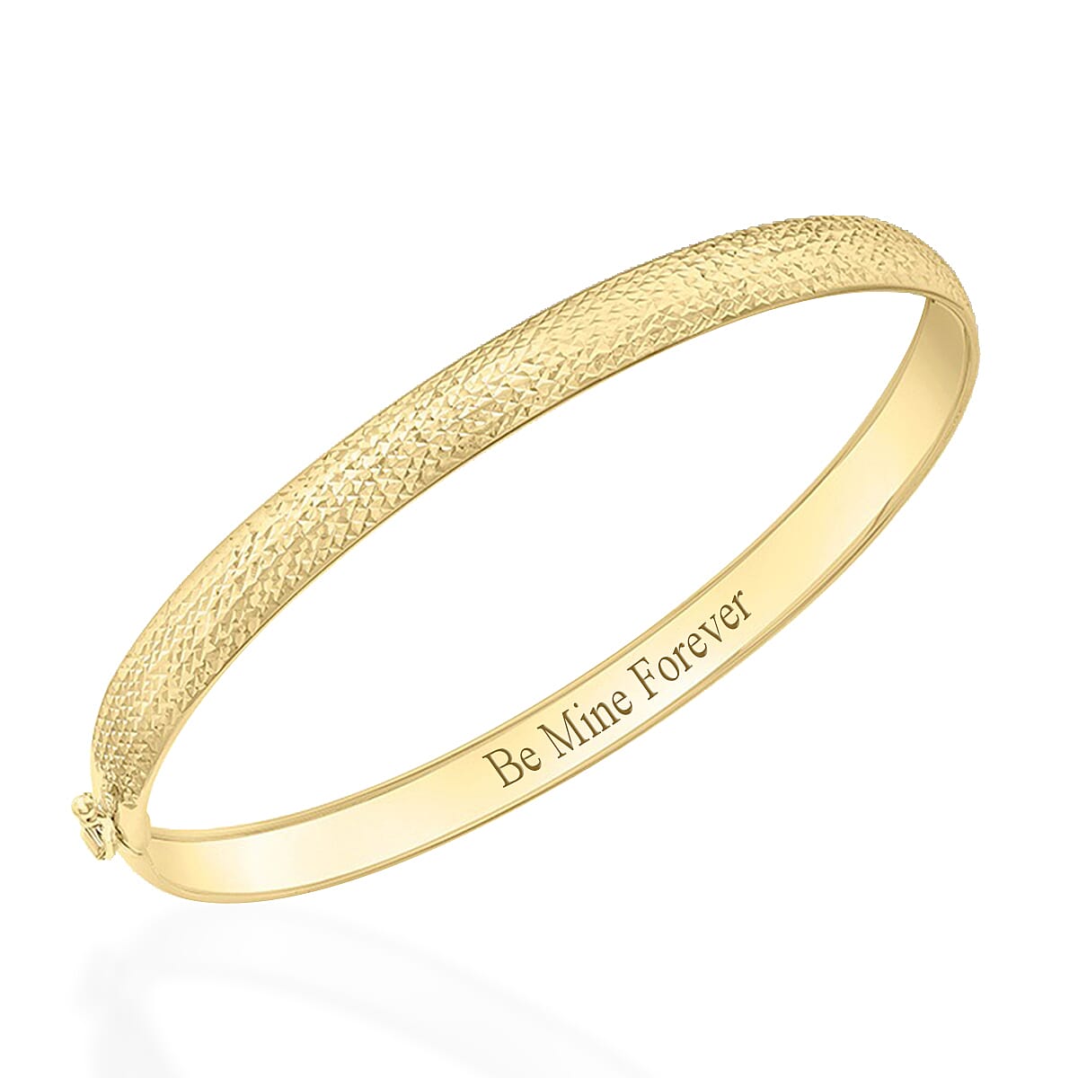 Personalised 9K Yellow Gold Hatton Garden Italian Made Diamond Cut Bangle Size 7.25