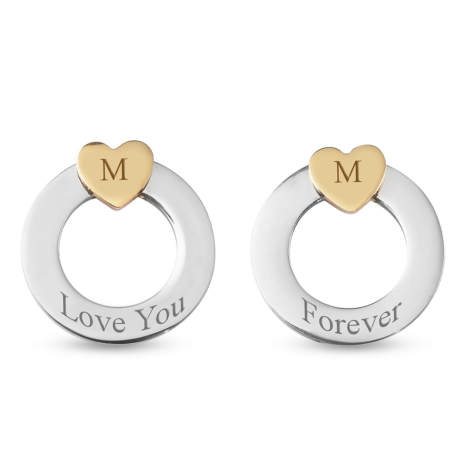 Personalised Engravable Polo Earrings with Heart in Stainless Steel