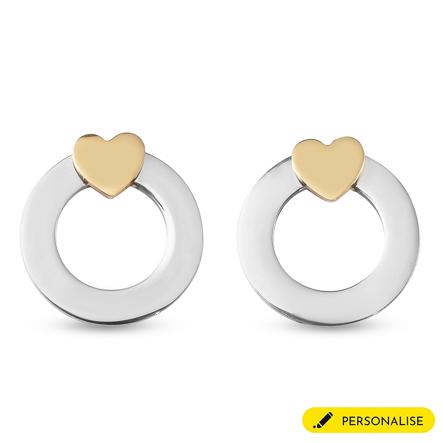 Personalised Engravable Polo Earrings with Heart in Stainless Steel