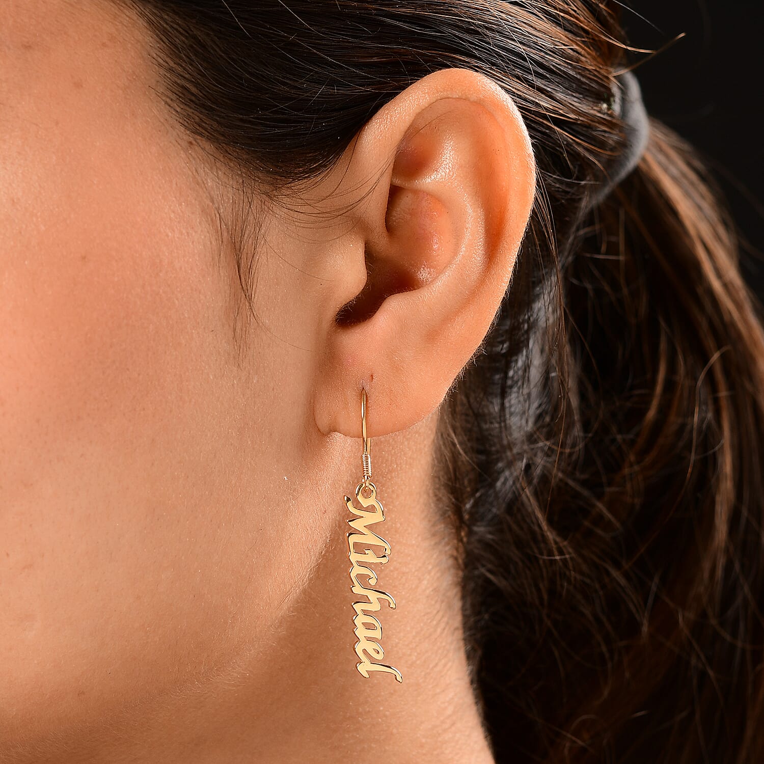 Personalised Name Earring in Brass, Font- Freehand521 BT
