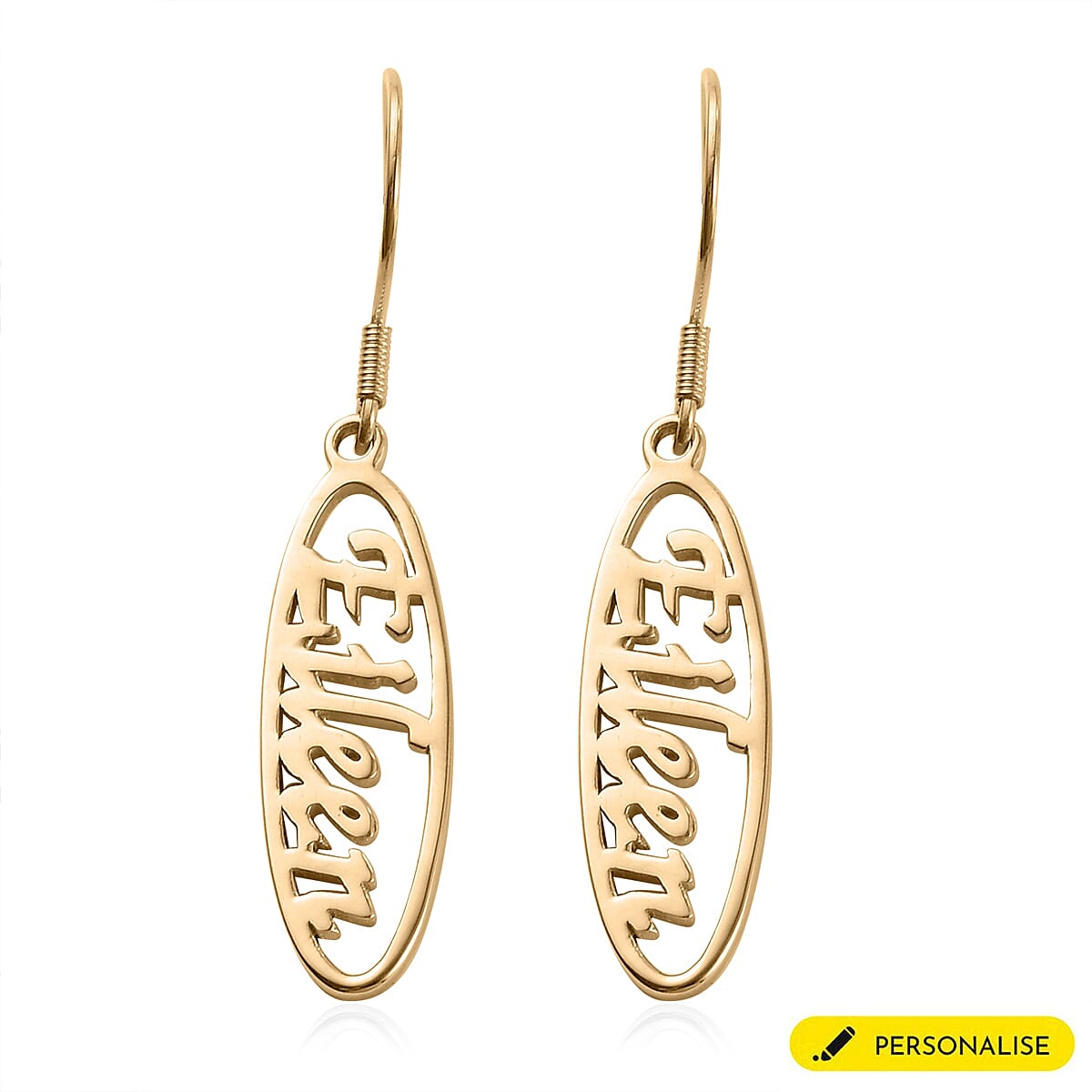 Personalised Oval Name Earring in Brass, Font- Freehand521 BT