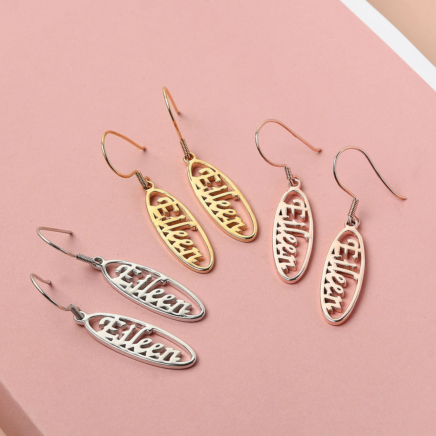 Personalised Oval Name Earring in Brass, Font- Freehand521 BT