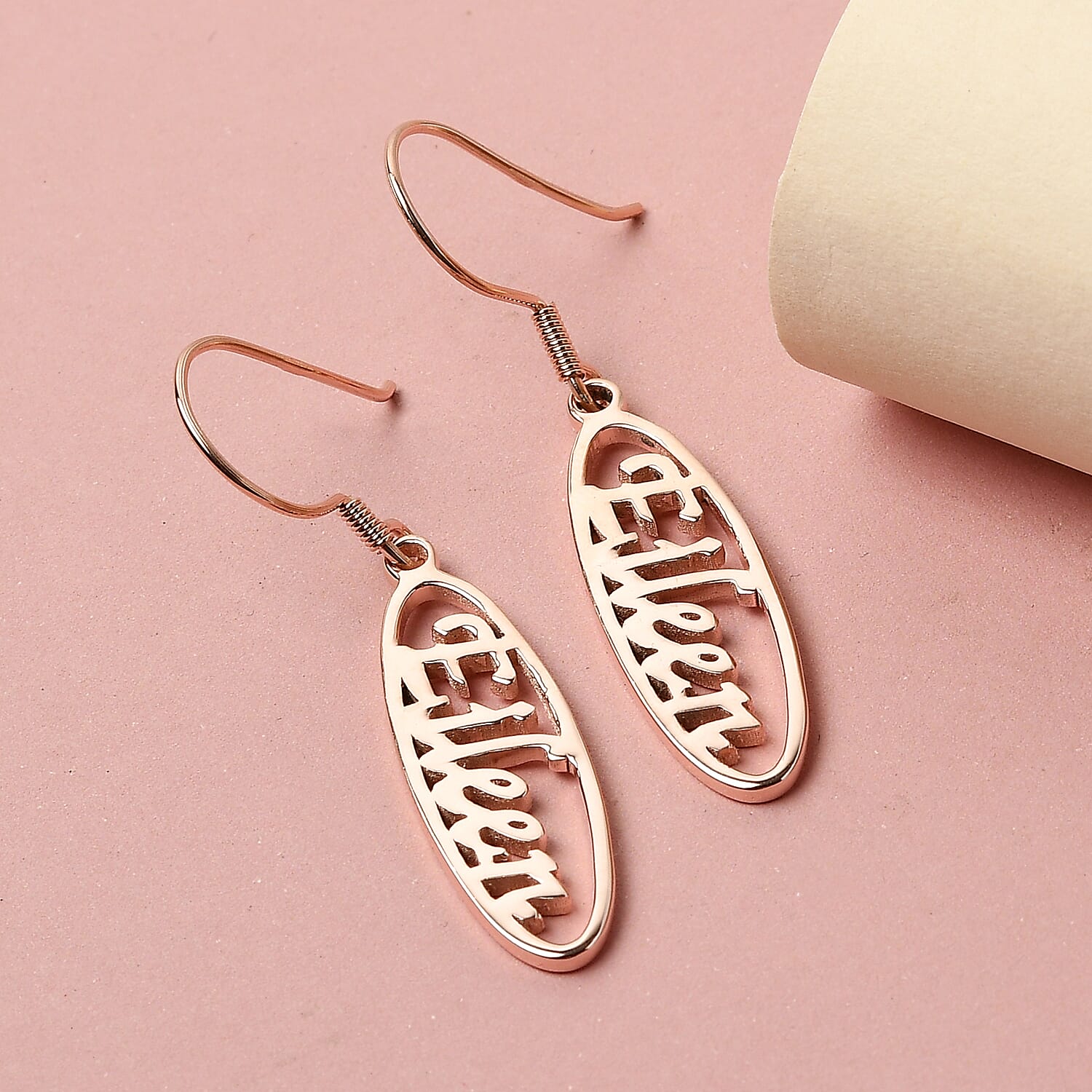 Personalised Oval Name Earring in Brass, Font- Freehand521 BT