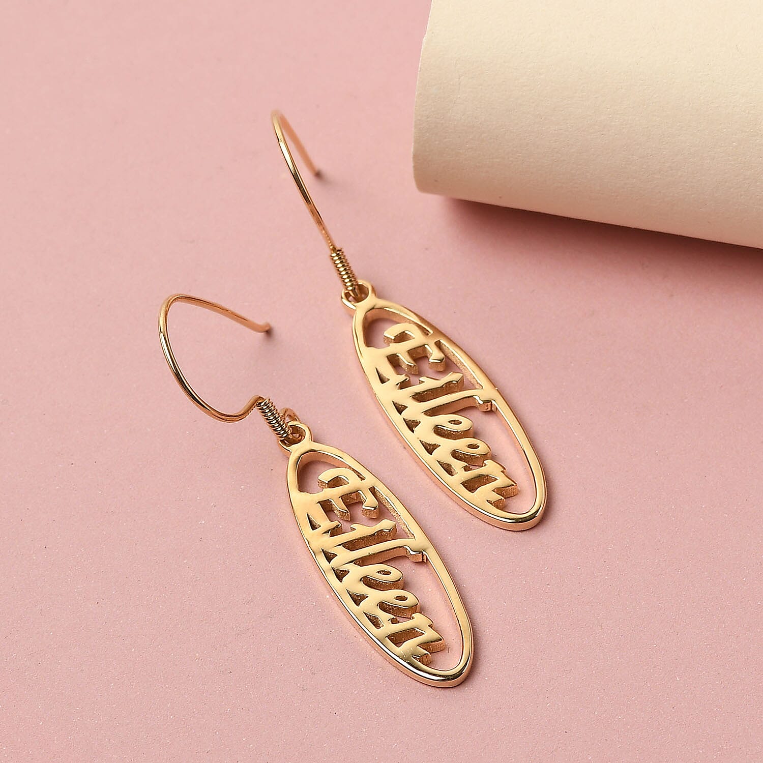 Personalised Oval Name Earring in Brass, Font- Freehand521 BT