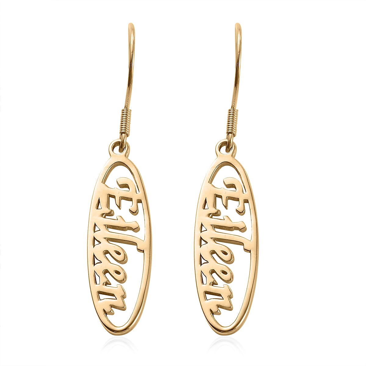 Personalised Oval Name Earring in Brass, Font- Freehand521 BT