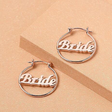 Personalised Hoop Name Earrings in Brass, Font- Palace Script MT