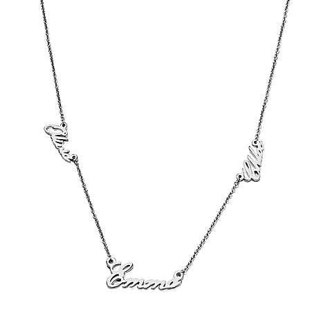 Personalised Three Names Necklace in Silver SIze 20", Font - Freehand521 BT