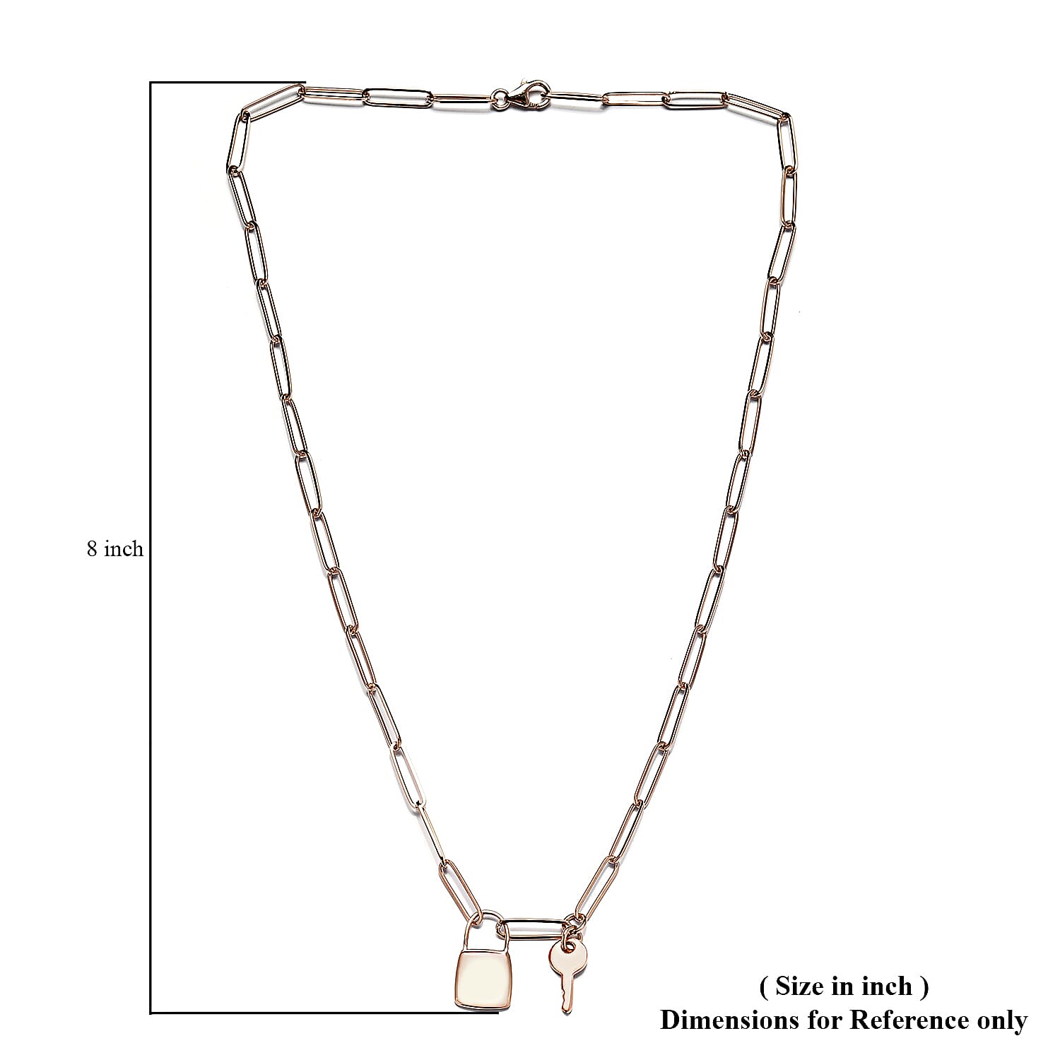 Personalised Initial Lock & Key Charm Pendant with Chain in Silver, Size 20",