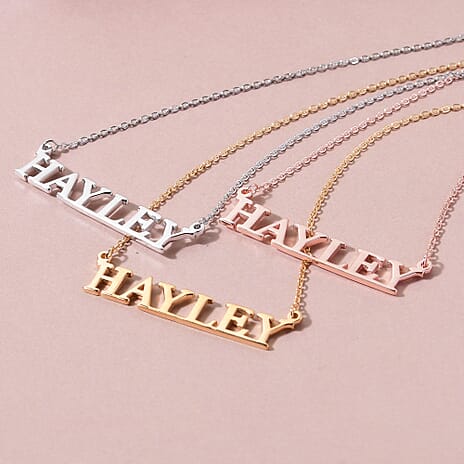 Personalised Name Necklace in Brass Font- Times New Roman, Size- 18-2"