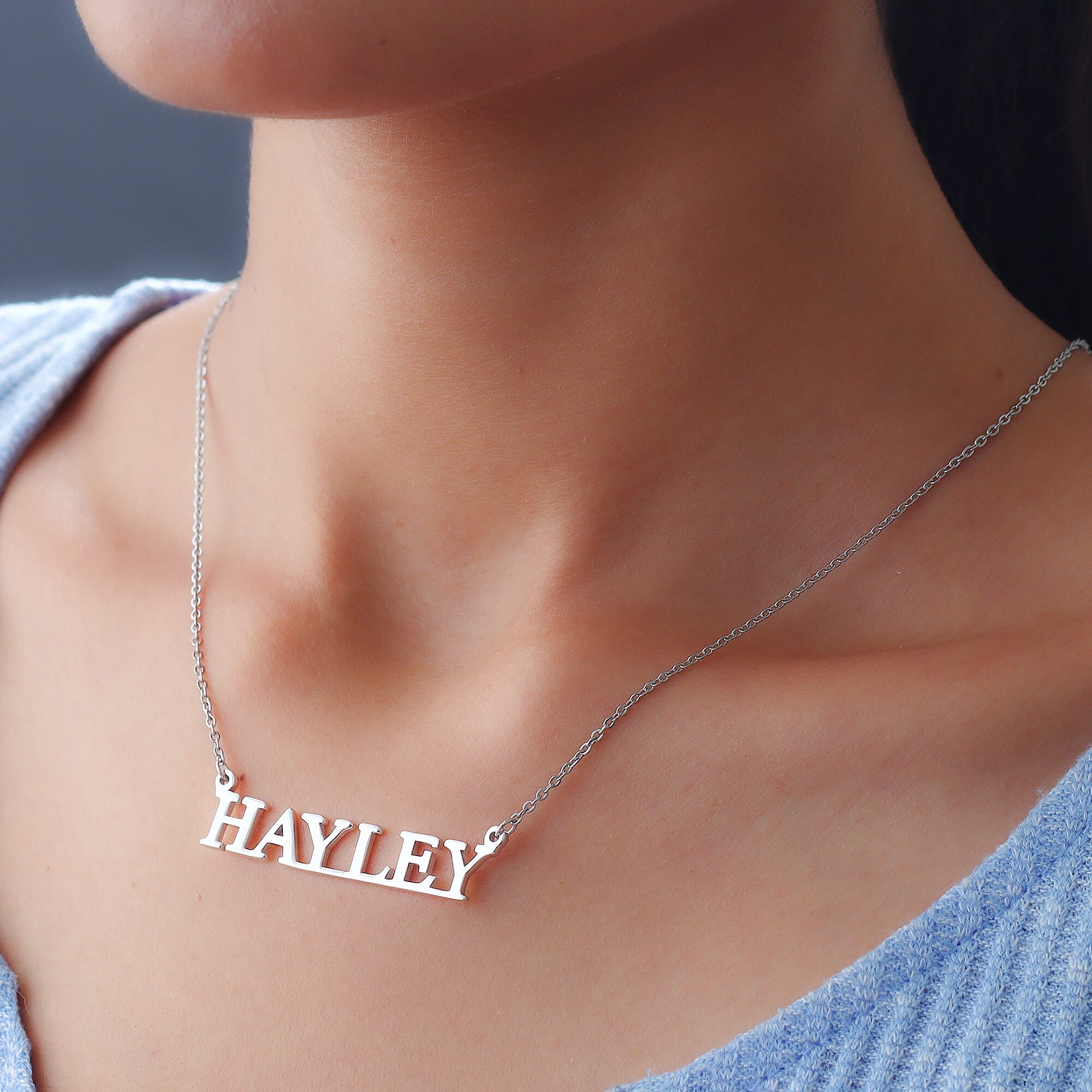 Personalised Name Necklace in Brass Font- Times New Roman, Size- 18-2"