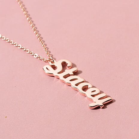 Personalised Vertical Name Necklace in Brass, Font- Freehand521 BT, Size- 18-2"