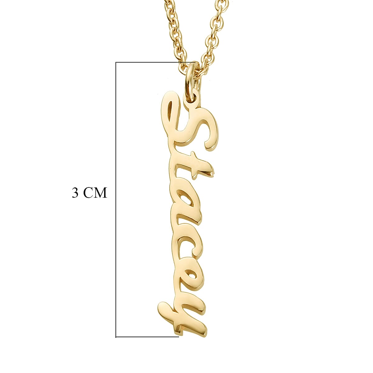 Personalised Vertical Name Necklace in Brass, Font- Freehand521 BT, Size- 18-2"
