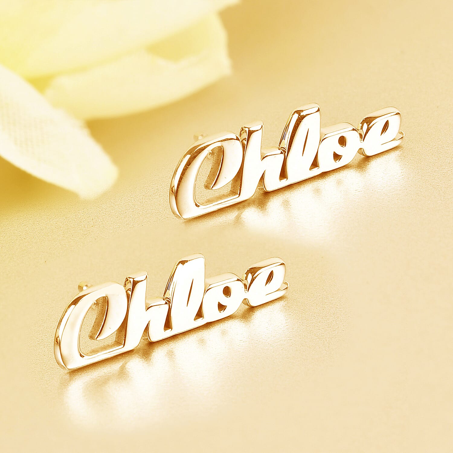 Personalised Name Earrings in Brass