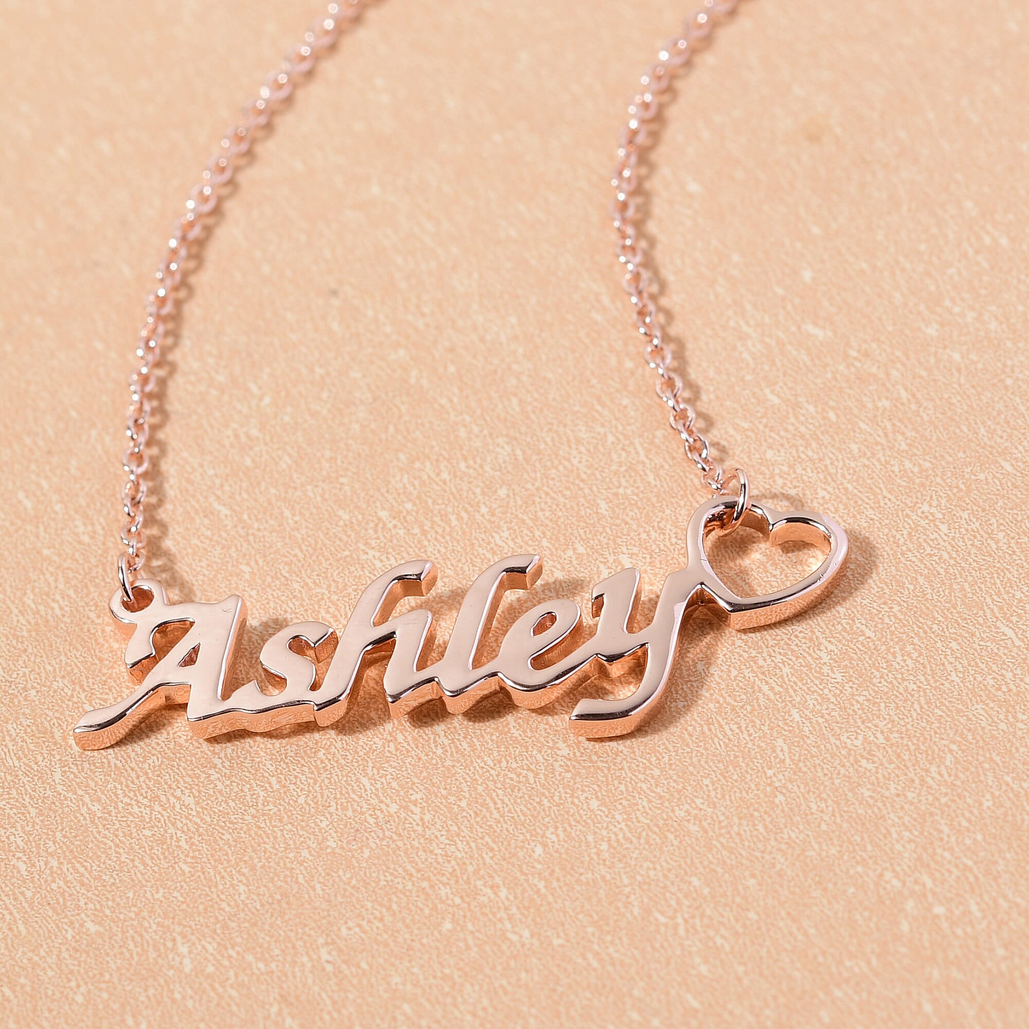 Personalised Heart Name Necklae in Silver,Font- ITC Zapf Chancery, Size 20"