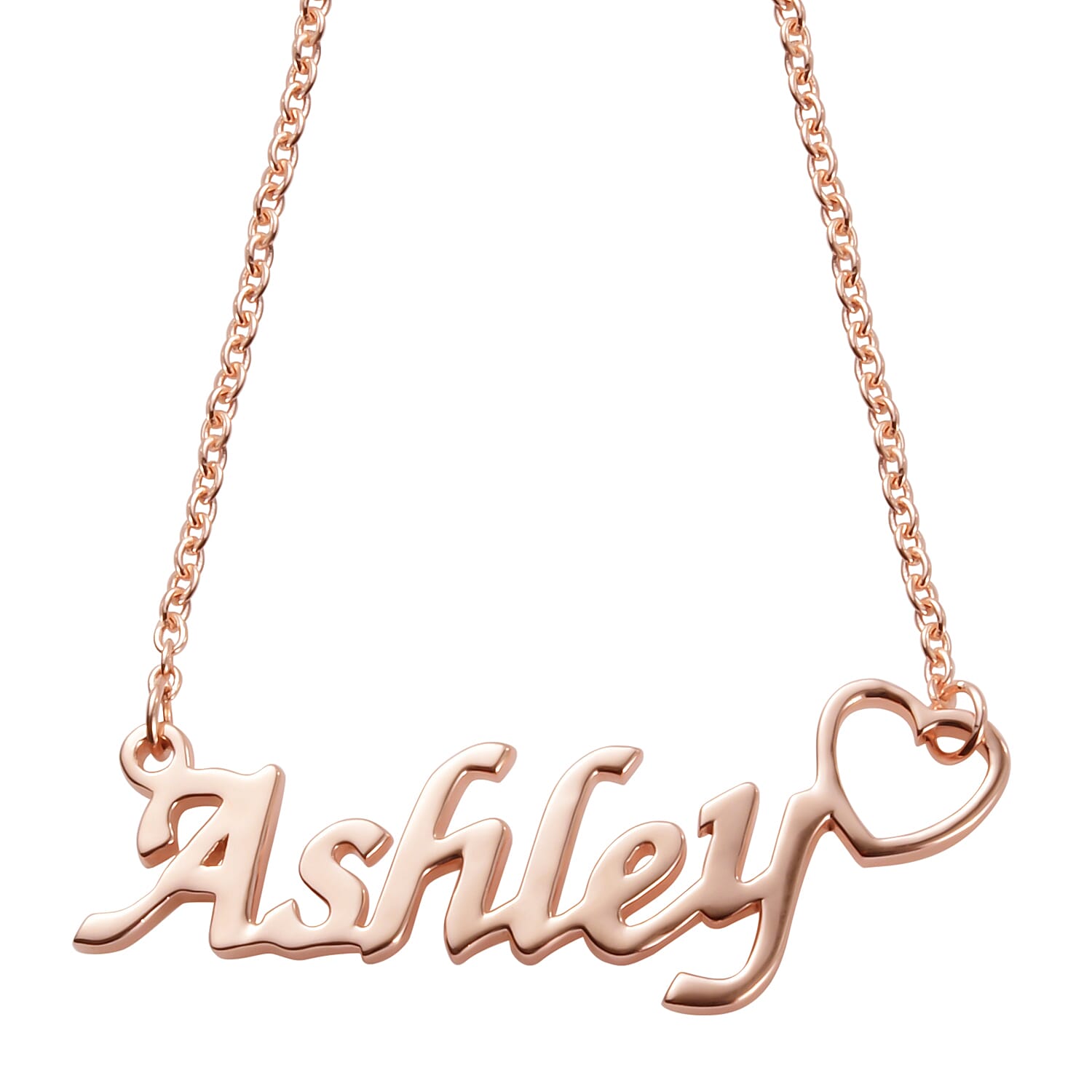 Personalised Heart Name Necklae in Silver,Font- ITC Zapf Chancery, Size 20"