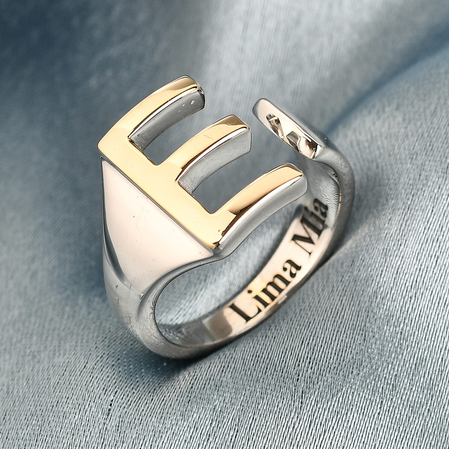 Personalised Engravable Initial E Ring